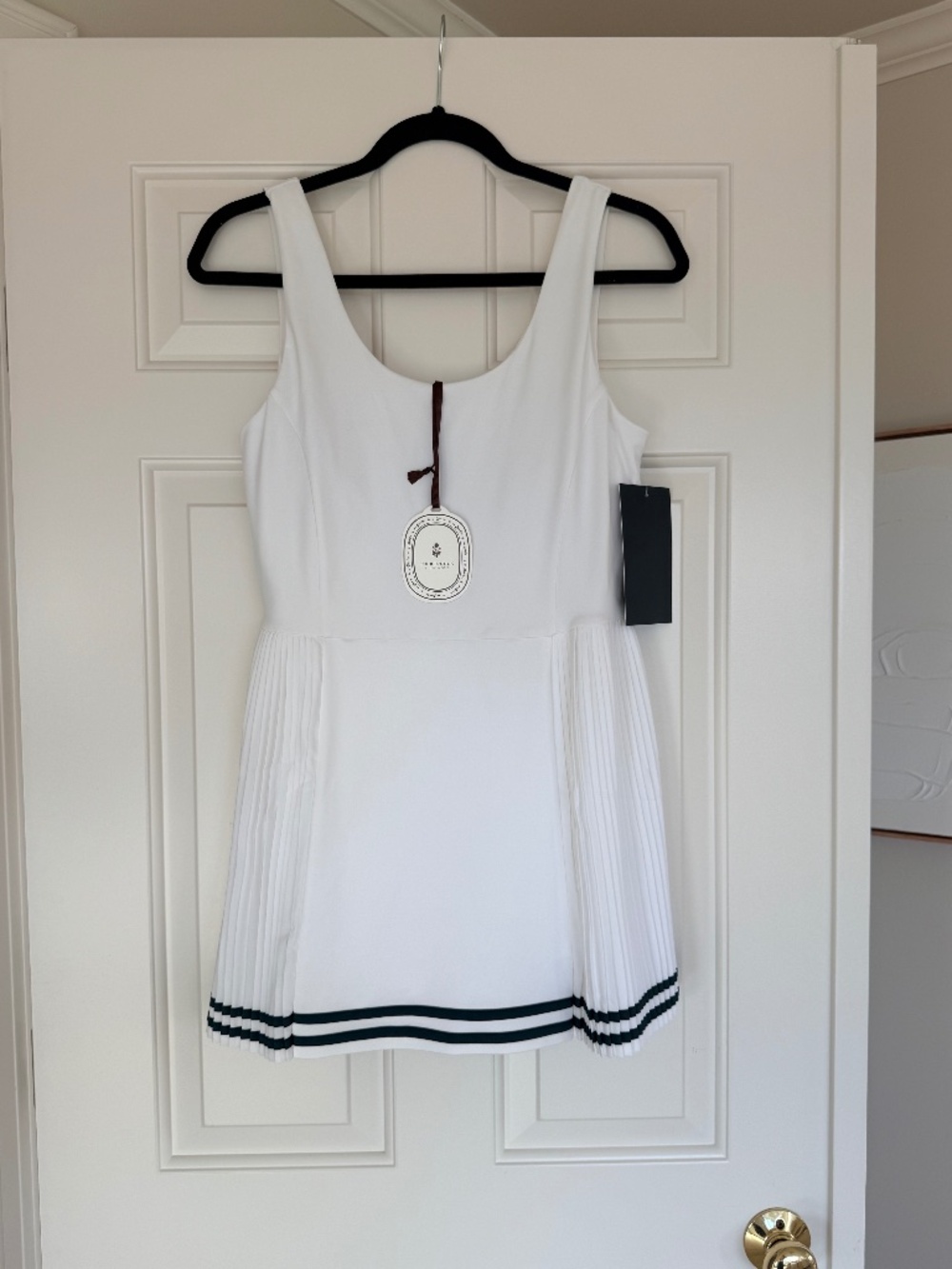 Tuckernuck White Pleated Tank Dress with Navy Trim